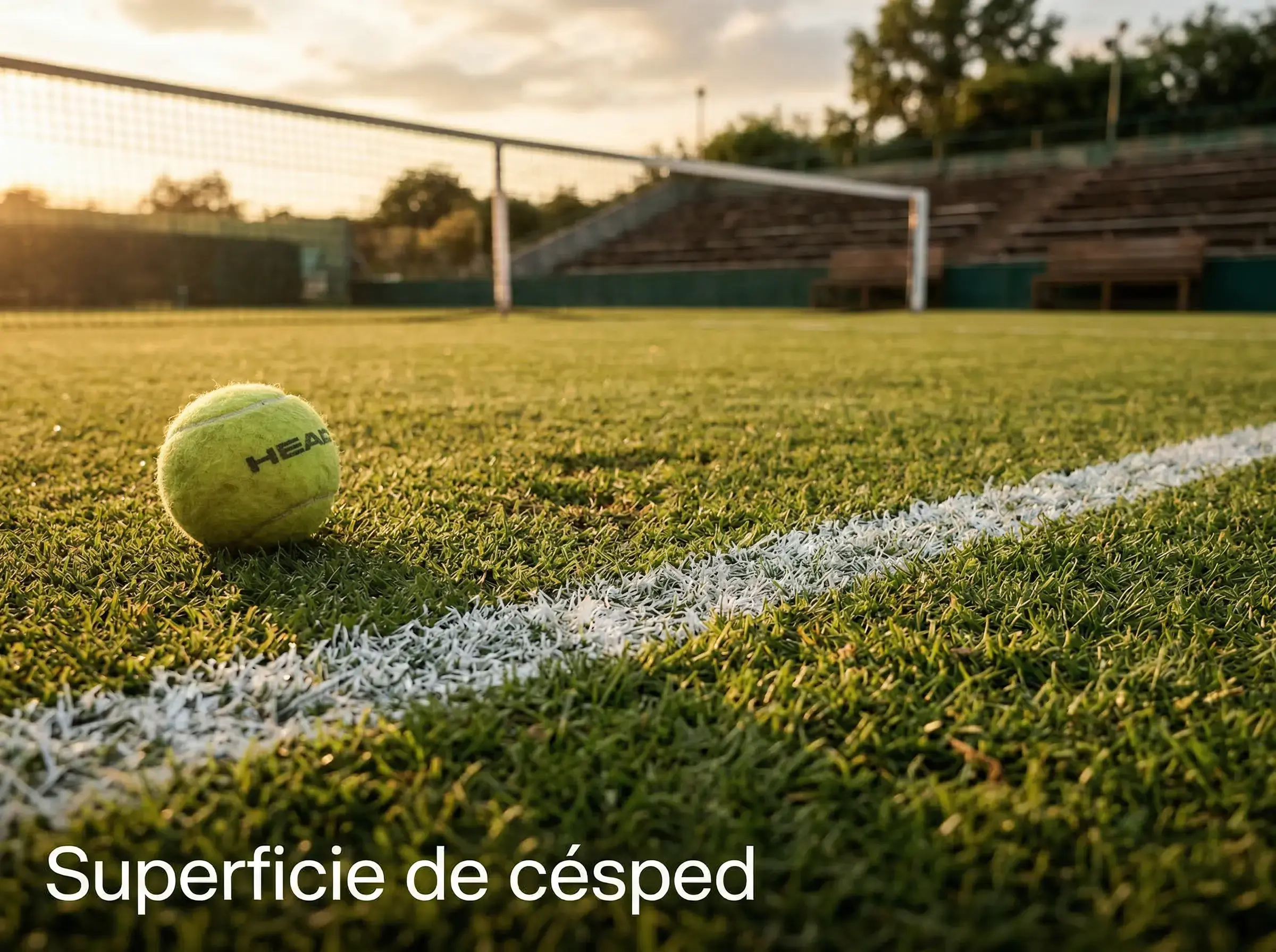 Superficie de hierba de la pista central de Wimbledon con las líneas del campo de tenis