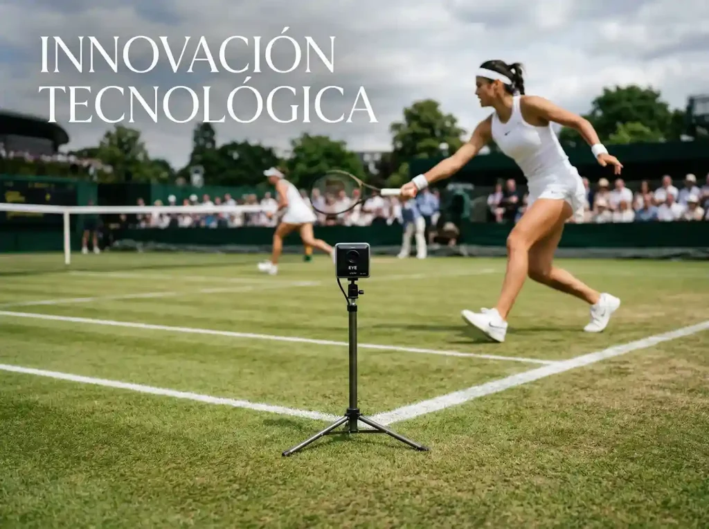 Sistema electrónico de líneas en una pista de tenis de Wimbledon sin jueces de línea durante un partido oficial