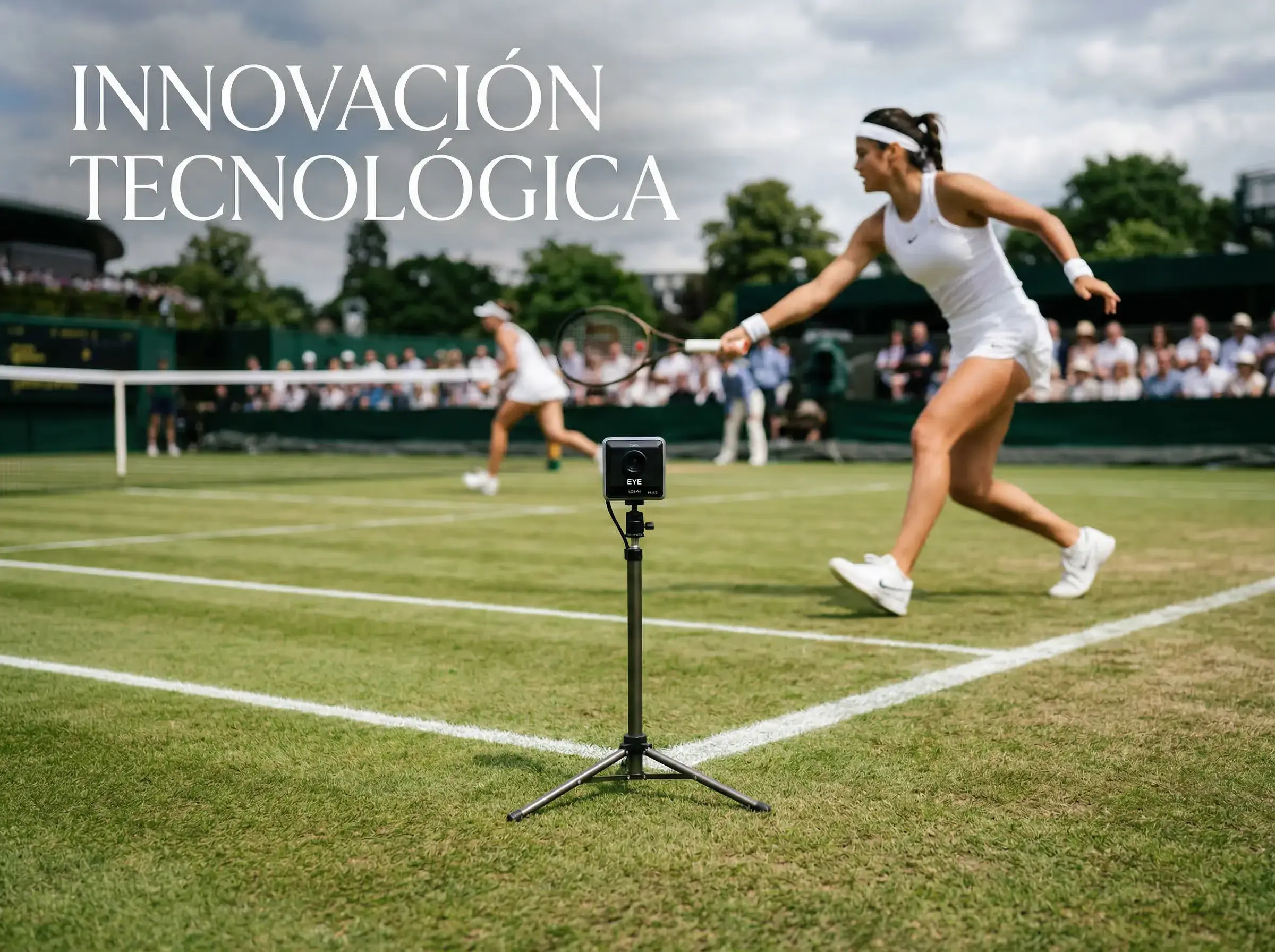 Sistema electrónico de líneas en una pista de tenis de Wimbledon sin jueces de línea durante un partido oficial